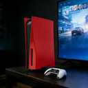 Replacement Shell Skin for PS5 Console, arVin Face Plates Cover Case for PS5, ABS Hard Shockproof Anti-Scratch Dustproof Protective Skins Faceplates Accessories for PlayStation 5 Disc Edition Red