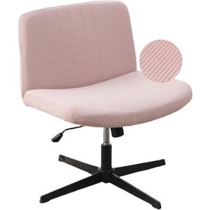 LavishCover Armless Chair Cover Office Desk Chair Cover, Waterproof and Elastic Criss Cross Chair Cover, Exquisite Vanity Chair Cover, Mid Back Wide Seat Accent Chair Covers(Pink,Corn, Just the Cover)