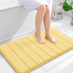 OLANLY Memory Foam Bath Mat 36x24, Super Soft Absorbent Bathroom Rugs, Quick Dry, Machine Washable Shower Floor Rugs, Bathmat Carpet, Bathroom Home Decor Accessories, Yellow