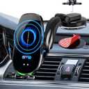 Wireless Car Charger Mount, Fast Charging Auto Clamping 15W Intelligent Dual Control Induction Car Phone Holder Mount Wireless Charging Compatible with All iPhone Android Smartphone