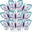 Poen 12 Pcs 40 Inch Butterfly Balloon Butterfly Foil Balloon Colorful Party Balloons Giant Butterfly Birthday Decorations for Butterfly Theme Birthday Party Wedding Supplies(Blue Pink Gradient)