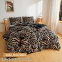XeGe Fluffy Faux Fur Tiger-Leopard Patchwork Print Pillowcases, 2 Pack Cozy Plush Fuzzy Long Bed Pillow Covers, 20x26 Shaggy Furry Pillow Shams with Zipper Bed Couch Sofa, Brown and Black, Standard