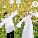 First Holy Communion Decorations, 1st Communion Decorations includes Glitter First Holy Communion Banner and My First Communion Decorations Hanging Swirls for Mi Bautizo Decoration