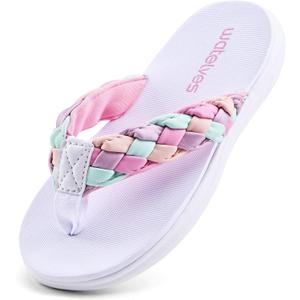 WateLves Girls Flip Flops Non-Slip Casual Thong Sandals Summer Sandal Shoes for Beach Swim Pool, White 9 Toddler