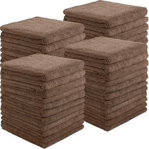 Shimeyao 40 Pack Bleach Proof Towels Microfiber Absorbent Resistant Hair Hand Towels Bulk Quick Dry 16 x 29 Inches for Barber Gym Bath Spa Shaving (Brown)
