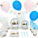 Sparkle and Bash Cat Birthday Decorations, Kitty Dinnerware Set, Banner, Favor Boxes, Balloons (Serves 24, 217 Pieces) - Birthday Decoration - Cat Party