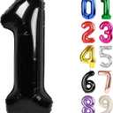 1 & 2Balloon - Black Birthday Number Balloons, 40 Inch Large Foil Balloons for Men Women Boys Girls Black Themed Birthday Decorations