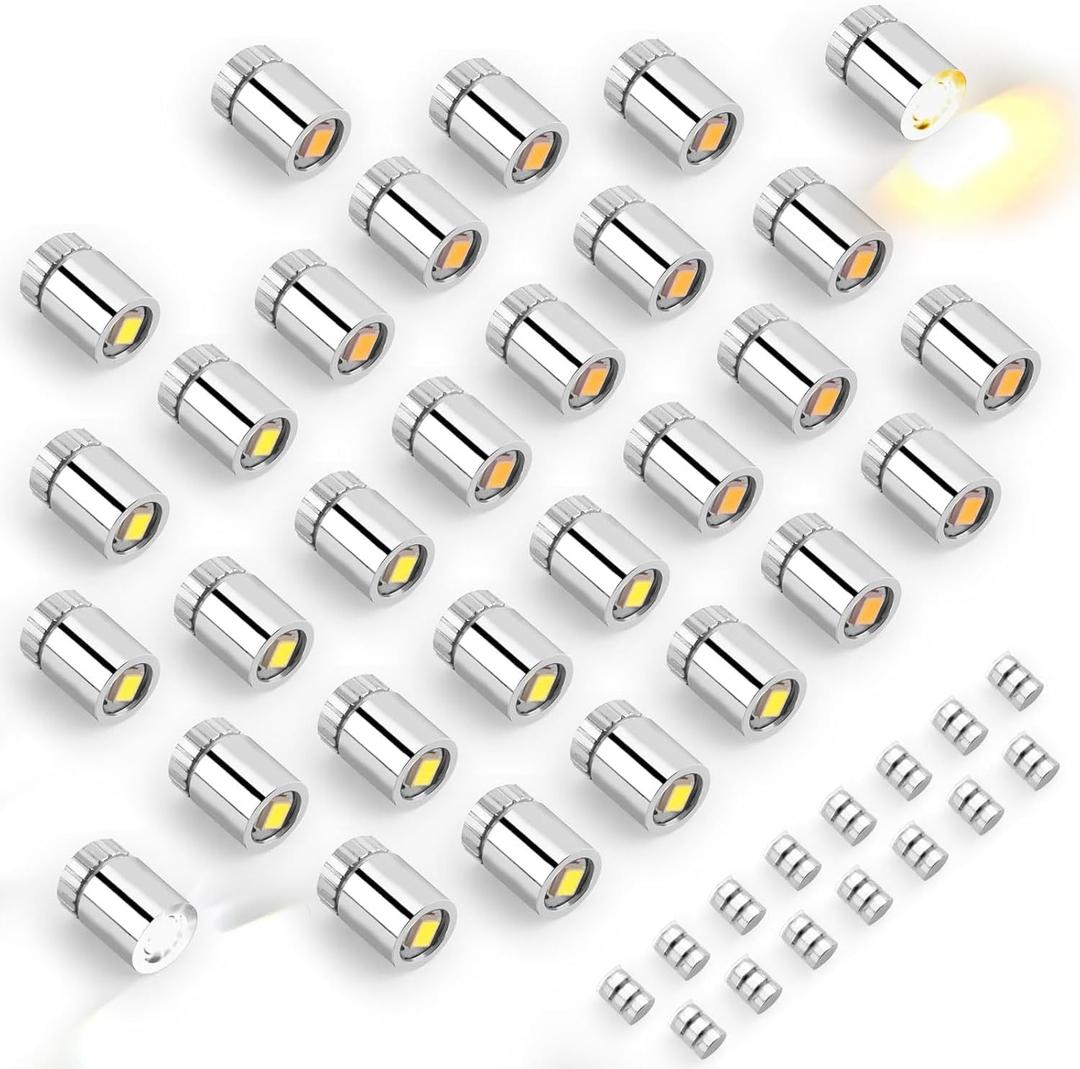 30pcs Miniature LED Lights, Warm White & Cool White Mini Electric Micro Tiny Small Lights Battery Operated with 15pcs Batteries for Crafts Dolls House Paper Lantern Decoration Dollhouse Accessories