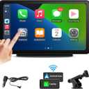 Portable Apple Carplay Screen for Car, Wireless Android Auto Stereo, Easy Install 7 Inch IPS Touch Screen Car Play Adapter, GPS Navigation, Airplay Audio Receivers Bluetooth, Mirror Link for All Cars