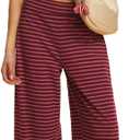 Women Striped Pants Sets 2 Piece Outfits Strapless Tube Tops and Elastic Waist Wide Leg Pants Lounge Set (Medium)