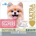 Paw Inspired Disposable Dog Diapers, Female Dog Diapers Ultra Protection, Diapers for Dogs in Heat, Excitable Urination, or Incontinence, XXS, 32 Count