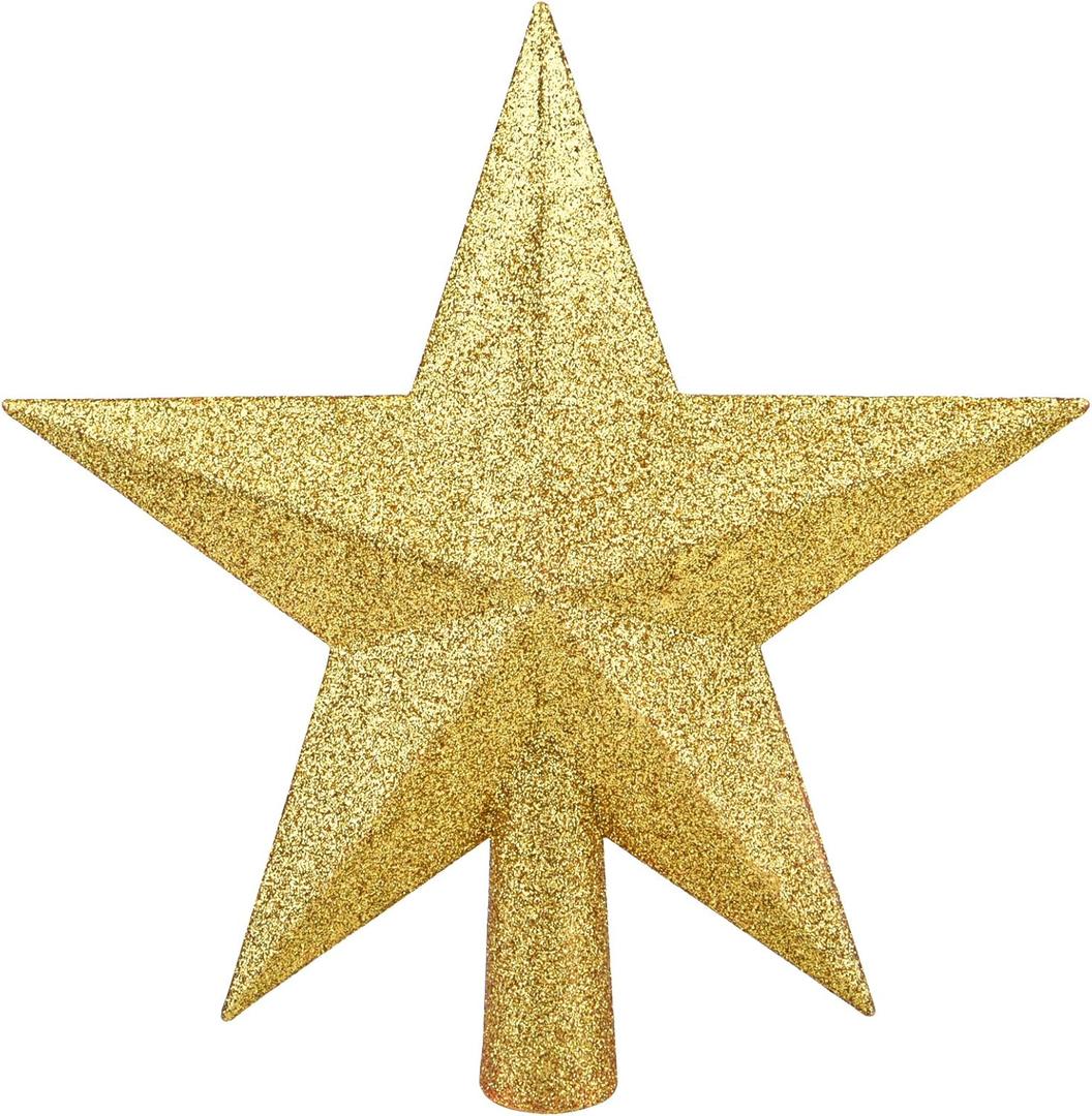 8 Inches Christmas Tree Top Crown Glitter Star Decoration (Golden)