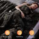 Anysay Heated Blanket Throw with 1/2/4/6/8 Hours Auto-Off 10 Heat Level, 50'' * 60'' Cozy Faux Rabbit Fur Bubble Electric Blanket with Overheat Protection(Tie-Dye Dark Grey)