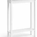 Small Console Table with Shelf Little Narrow Entryway Table Skinny Thin High Tall Display Stand for Entry Hall Hallway, Foyer, as Eextension for Long Behind Couch Sofa Table/Kitchen Countertop, White