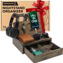 Nightstand Organizer for Men- Phone Docking Station with Drawer for Cellphone, Watches, Sunglasses & Accessories- Makes an Ideal Gift for Dad or Son (Rustic)