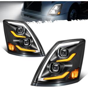 Partsam LED Headlights Assembly Compatible with VNL VN 2004-2017, DOT Approved with Start Animation High/Low Beam Sequential Turn Signal DRL Marker Lights, IP67 6500K