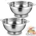 2 Pack 16" Heavy Duty Stainless Steel Colander with Footed Base and Handles Pasta Spaghetti Berry Fruit Vegetable Kitchen Food Strainer Basket