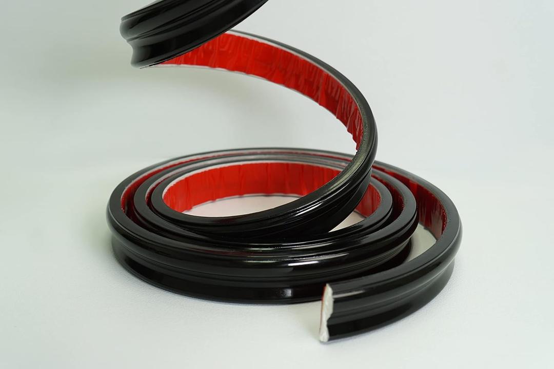 COLAMO 16.4FT Black Peel and Stick Trim Caulk Strip,Flexible Self Adhesive Moldings & Trims for Wall/Mirror/Ceiling/Window and Door Frame,Stick on Backsplash Tile Trimming,Side Body Trim