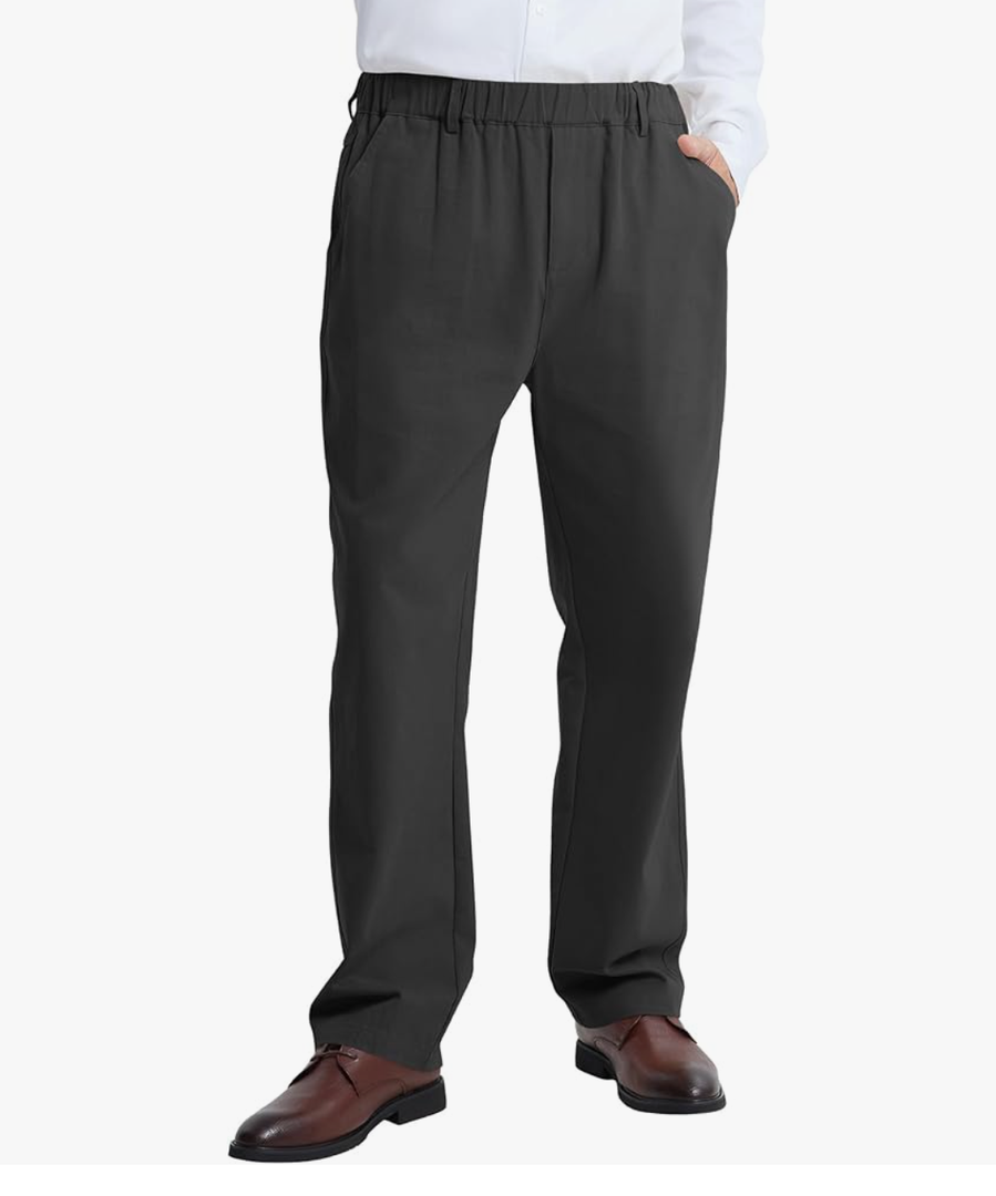 LETAOTAO Mens Elastic Waist Pants - Relaxed Fit Stretch Waistband Pull On Cotton Twill Casual Pants for Seniors Black 38W. 30L LETAOTAO Mens Elastic Waist Pants - Relaxed Fit Stretch Waistband Pull On Cotton Twill Casual Pants for Seniors Black 38W. 30L