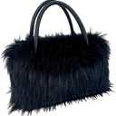 QMFUR Women's Shoulder Handbags Furry Fluffy Fuzzy Faux Fur Tote Bag Satchel Handles Handbag
