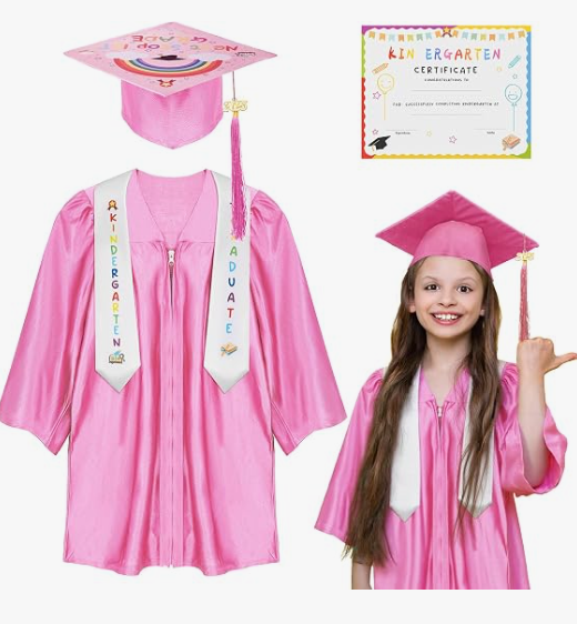 Kindergarten graduation cap and gown with 2026 Tassel, Certificate for Toddler Children (30")