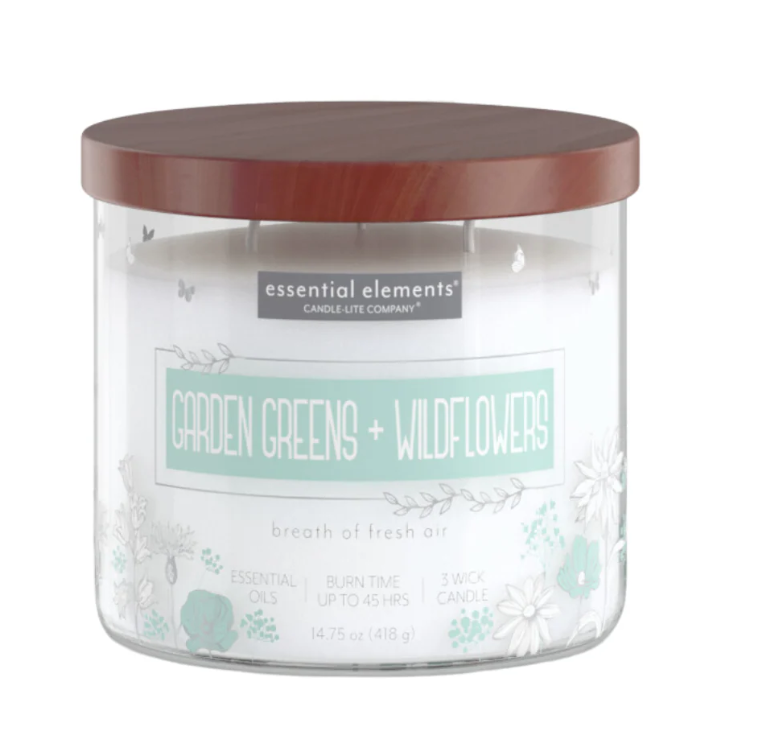 14.75oz - Garden Greens & Wildflowers - Candle-lite - Essential Elements
