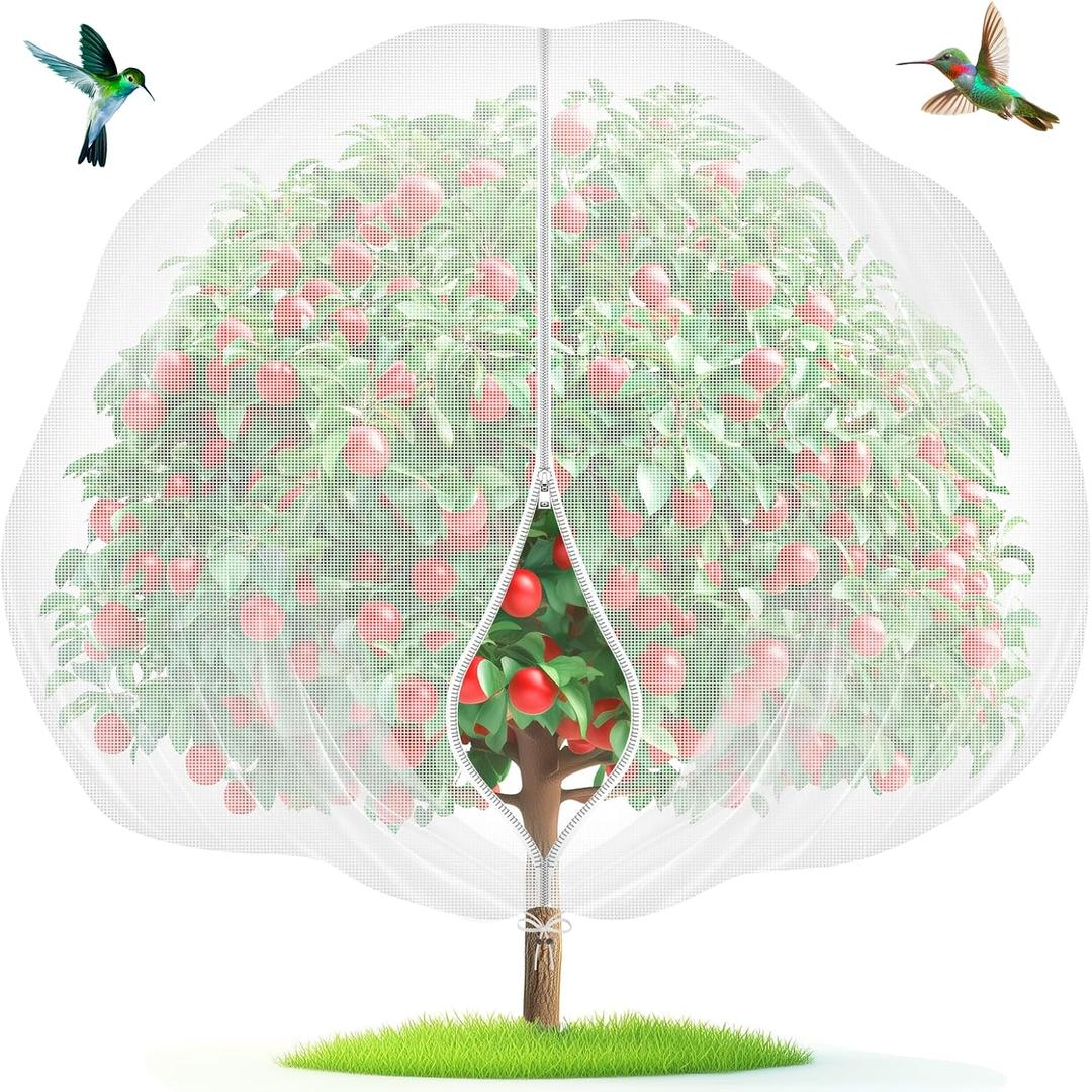 Fruit Tree Netting with Zipper & Drawstring - 4'x6' Garden Plant Net Pest Barrier 0.16 oz/ft to Prevent Cicadas Bird Squirrel Deer - Bug Protection for Blueberry Tomato with Fine Mesh Insect Cover