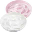 Nitial 2 Pcs Cat Slow Feeder Bowl Fish Pool Design Feeder Dish Fun Interactive Cat Food Bowl Healthy Eating Diet Bowls for Pet Puppy Dogs Dishwasher Safe(White, Pink)
