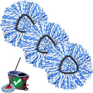 2-Tank System Spin Mop Replacement Head, 3 Pack Mop Head Replacement Compatible RinseClean System, Microfiber, Machine Washable, Easy to Replace and Deep Cleaning