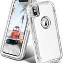 ORIbox for iPhone X/ XS Case Clear, [10 FT Military Grade Drop Protection], Transparent Heavy Duty Shockproof Anti-Fall Case for iPhone X/ XS Phone Case, 6.1 inch, 3 in 1, Crystal, Clear