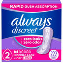 Always Discreet Incontinence Panty Liners for Bladder Leaks, Size 2, Very Light Absorbency, Long Length, 222 Count (2 Packs of 111)