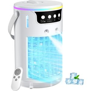 Portable Air Conditioners Fan, 1200ML Personal Evaporative Air Cooler with Water Tank, Ice Cooling Fan, Mini Desk Swamp Cooler for Bedroom, Office, Dorm, Home