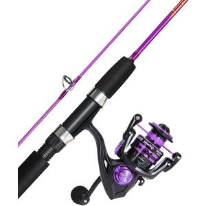 Sougayilang Spinning Reel and 2-Piece Fishing Rod Combo, Durable Graphite & Fiberglass Rod, Split-Grip Cork Handle, Right/Left Handle Position, 6'00''-2000