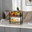 Webtrylics Fruit Basket for Kitchen Counter,Fruit Bowl,Countertop Organizer for Onion Bread and Snack Storage,Heavy Duty Metal Fruit Stand Holder with Liners (2 Tier)