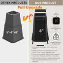 Bed Risers Adjustable Furniture Risers - Heavy Duty 4 or 8 inch or 12inch Non-Slip Lift Supports for Beds/Couches/Sofas, Durable Square Design with Creates Storage Space (Black 4 Pack, 8 Inch)