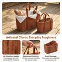 Shopping Wicker Basket with Handles, Handwoven Picnic Basket, Portable Storage Decor for Kitchen, Home, Outdoor and Farmers Market (M)