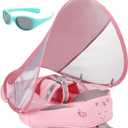 Mambobaby Float with Canopy and Tail New Upgraded Non-Inflatable Baby Pool Float Mambo Float Swim Trainer Solid Infant Swim Float Adjustable Pearl Foam Baby Swim Ring