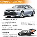 Left Driver Side Headlight Assembly Compatible with 2018 2019 2020 2021 2022 2023 2024 Toyota Camry L LE SE Head Lamps, Chrome Housing Amber