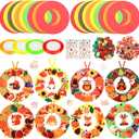 Capoda 24 Set Thanksgiving Crafts for Kids, Thanksgiving Wreath Craft Kits Fall DIY Foam Hanging Craft Ornaments with Woodland Animal Turkey Stickers for Classroom Family Give Thanks Party Favors