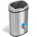 iTouchless SensorCan 13 Gallon Kitchen Trash Can with Odor Filter, Stainless Steel Oval Automatic Trashcan for Home Office Bedroom Living Room Garage Large Capacity Slim Space-Saving Bin