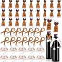 Nuenen 50 Pcs Mini Christmas Wine Bottle Cover Set Tiny Santa Hat Scarf Capelet Flute Topper Decoration Xmas Doll DIY Craft