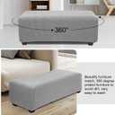 PiccoCasa High Stretch Ottoman Cover with Elastic Bottom, Soft Slipcover Jacquard Fabric Small Checks Rectangle Storage Stool Cover Furniture Covers Large Light Gray