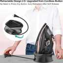 Martisan Cordless Iron for Clothes, 1500W, Wireless, Rapid Heating, Retractable Cord, Power Charging Base, Ceramic Soleplate, Auto-off, Anti-calc, Anti-drip, Self Clean