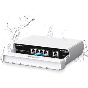 Outdoor Waterproof 4-Port Gigabit PoE Switch with 4 Port PoE+@78W + 1000Mbps Uplink Port, 5 Port IEEE802.3af/at Power Over Ethernet Switch Unmanaged with VLAN Function, Plug & Play