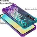 2 x for Samsung Galaxy A56 5G Case with Tempered Glass Screen Protector Glitter Bling Floating TPU Bumper Cushion Corners Protection Case - Purple