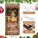 Christmas Door Cover Decoration Oxford Reindeer Stable Front Door Banner 79 x 35 in with Rope and Hooks Reindeer Elk Backdrop Xmas Hanging Cover Photography Background for Holiday Decor (Wood Color)