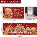Merry Christmas Kitchen Rugs Set of 2 Non-Slip Christmas Gingerbread Kitchen Mats for Floor Winter Xmas Holiday Low-Profile Washable Home Decor Rug 17x47 Inch and 17x29 Inch (1'5" x 3'11" (Rectangular))