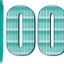 Deegtran 100 Pack No Bleed Teal Blue Barrel Click Pens, Wholesale Retractable Ballpoint Pens, Medium Point, Smooth Ink, 1.0MM Black Ink