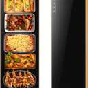 Electric Warming Tray (Extra Long 40x12), Warming Mat For Food with Thermostat & Full Surface Heating, Food Warmers For Parties Buffet & Gatherings, Temperature Adjustable Tempered Glass Warming Mat (Black)