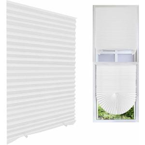 Cordless Blackout Pleated Fabric Shade Window Shades Blinds Darkening Temporary Light Filtering Pleated Paper Shade Easy to Install and Cut for Home Bedroom Office HxW(59" x 35") (White)